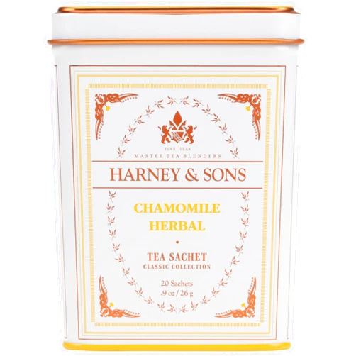 Harney & Sons Chamomile Herbal Tea, Classic Tin, 20 Sachets, white