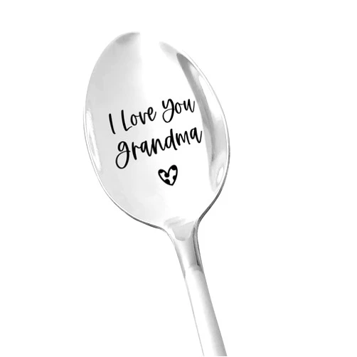 NGAEAK Best Grandma Gifts - I Love You Grandma Coffee Spoon Teaspoon Stainless Steel Engraved Spoon Funny Gift for Women Birthday Mother's Day Christmas