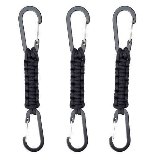 YUNLOVXEE Heavy Duty Paracord Keychain with Carabiner - 3 Pack Braided Lanyard Key Chain for Water Bottle Holder