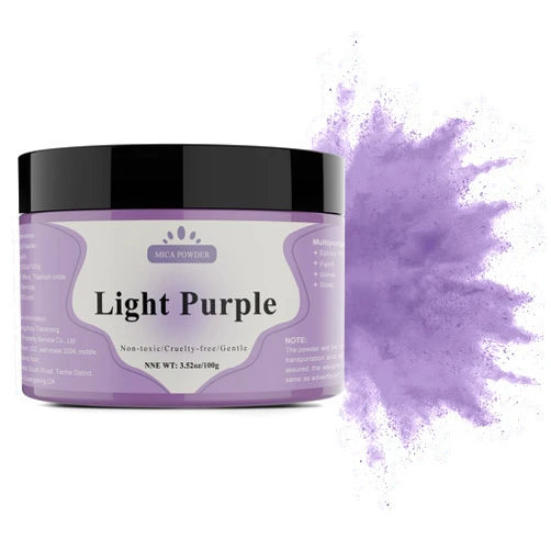 Yipoyilo Mica Powder - 100g Mica Powder for Epoxy Resin - Metallic Color Pigment for Resin, Soap, Bath Bombs, Eye Shadow, Nails, DIY Crafting Projects etc. (Light Purple)
