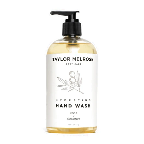 Taylor Melrose Hydrating Hand Wash 16.9 oz - Vegan Foaming Hand Soap Dispenser with Vitamin B5 Coconut & Rose Aroma, Lemon Oil Paraben-Free, Cruelty-Free, Moisturizing with Aloe Vera & Shea Butter
