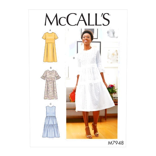 McCall's Patterns McCall's Women's Knee Length Pleated Dress, Sizes 6-14 Sewing Pattern, White