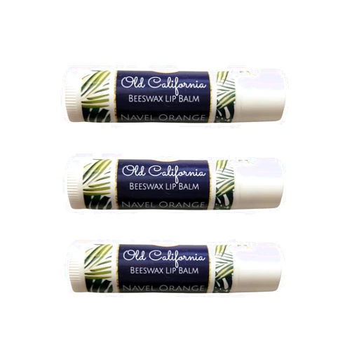 Old California Botanicals Beeswax Juicy Navel Orange Lip Balm Chapstick Vegetarian Natural Essential Oils Conditioning Bulk 3 Count Pack Party Shower Favor Easter Basket (0.15 ounce)