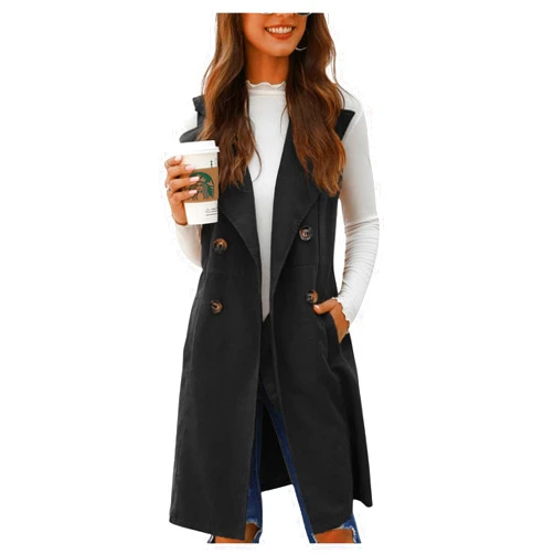 GORGLITTER Women's Sleeveless Long Vest Cardigan 2024 Trendy Fall Outfits Business Casual Work Blazers Jacket