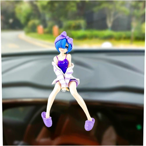 Saknaop Figure Cute Anime Girl Statues Ornaments,Car Dashboard Decorations,Tide Play Q Version Doll,Kawaii Figurine Beauty, Car Sculpture Model PVC Toy Desk Decor Collection Birthday Gift (Purple)