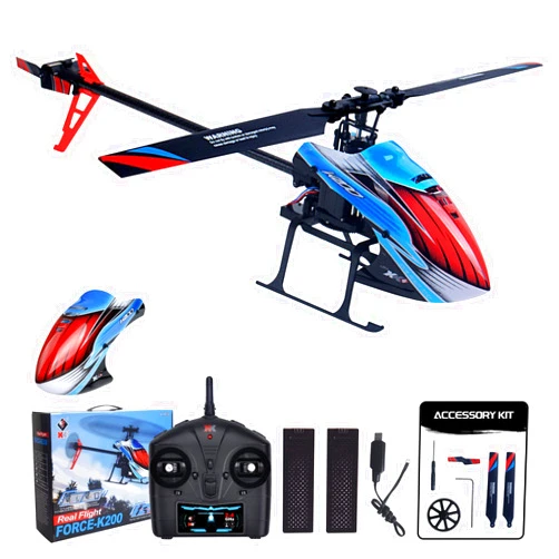 CKYSCHN 4-CH RC Helicopters, WLtoys K200 Remote Control Helicopters One Key Take Off/Landing, 2.4G Mini RC Helicopters 2 Shells 2 Battery, Hobby RTF Helicopter for Adults