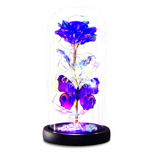 Greenke Mothers Day Rose Gifts, Galaxy Purple Butterfly Rose in Glass Dome, Light Up Forever Rose for Women Mom Grandma, Eternal Rose Gift for Her Valentines Mothers Anniversary Birthday