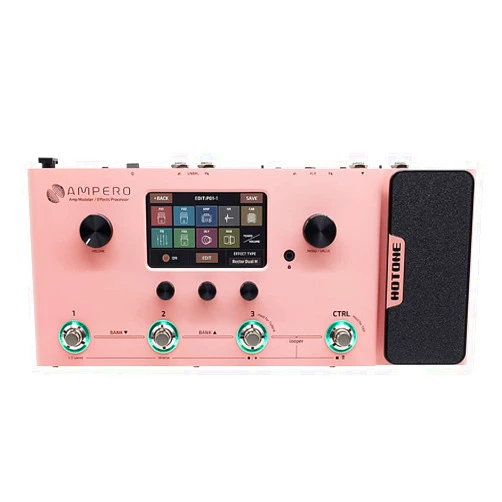 Hotone Ampero MP-100 Guitar Bass Amp Modeling IR Cabinets Simulation Multi Language Multi-Effects with Expression Pedal Stereo OTG USB Audio Interface(Pink Limited Edition)