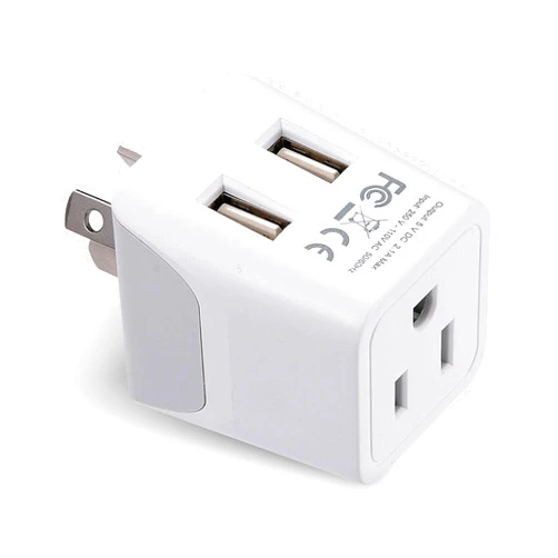Ceptics Australia, New Zealand, China Travel Adapter Plug - Dual USB Input - Ultra Compact - USA to Type I - Perfect for Cell Phones, Chargers, Cameras, Tablets, and more (CTU-16)