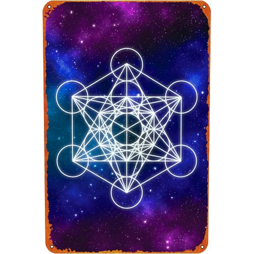 KIVYYB Metatron Cube Cafe bar Home Wall Art Decoration Poster Retro Vintage Metal Tin Sign 8x12 Inches