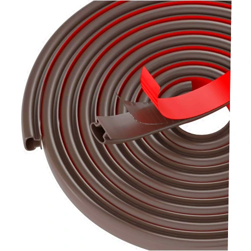 Pundin Weather Stripping Door Seal Strip, Self-Adhesive Door Weather Stripping Strip, Soundproof D Shape Waterproof Weatherstripping for Door Frame Windows Insulation (49ft,Brown)