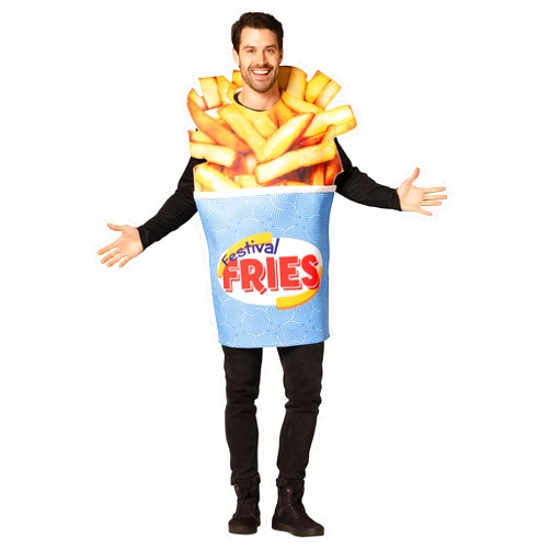Rasta Imposta Festival Fries Bucket Halloween Costume Fast Food French Fry Novelty Party Funny Mens Womens Costumes, Adult One Size