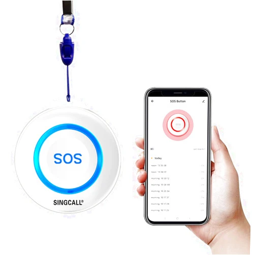 SINGCALL Tuya WiFi Intelligent Healthcare SOS Wireless Caregiver Alert Call Button Alarm for Patient Handicapped Elderly Children Nurse Calling Smart Pager (only Supports 2.4GHz Wi-Fi)