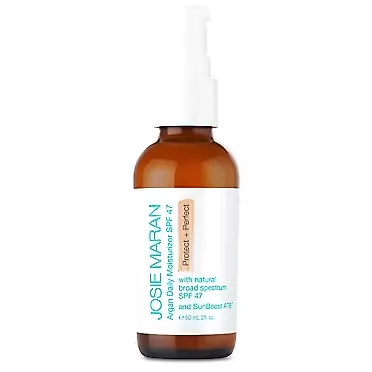 Josie Maran Argan Daily Moisturizer SPF 47 Protect and Perfect - Lightweight, Non-Greasy, and Chemical-Free Sunscreen Protects from Sun Damage (60ml/2.0oz)