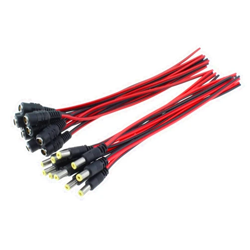 MTQY 10pcs DC Power Pigtail Cable 5-24V 5A Male & Female Barrel Connectors for CCTV Security Camera and Lighting Power Adapter