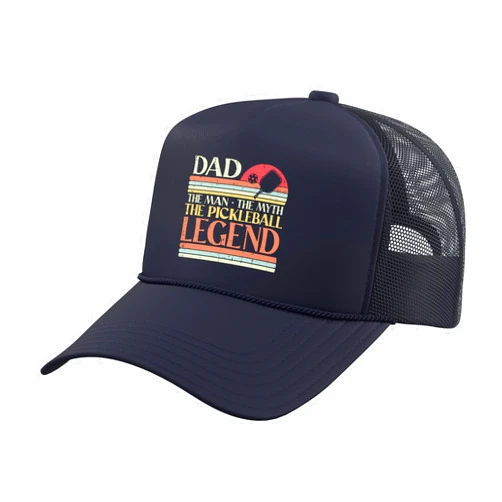 Pickleball Pickle Ball Men Women Kids Gift Dad Man Myth Pickleball Legend Pickle Ball Daddy Papa Men Trucker Hat with Adjustable Mesh Back