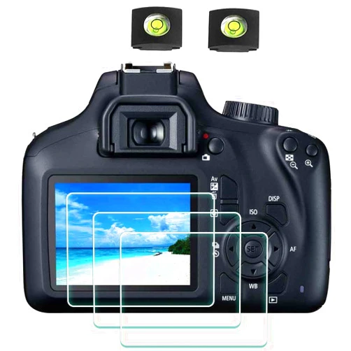 ULBTER Screen Protector for Canon EOS 4000D Rebel T100 Camera & Hot Shoe Cover [2+3 Pack],ULBTER 0.3mm 9H Hardness Tempered Glass Cover Anti-Scrach Anti-Fingerprint Anti-Bubble
