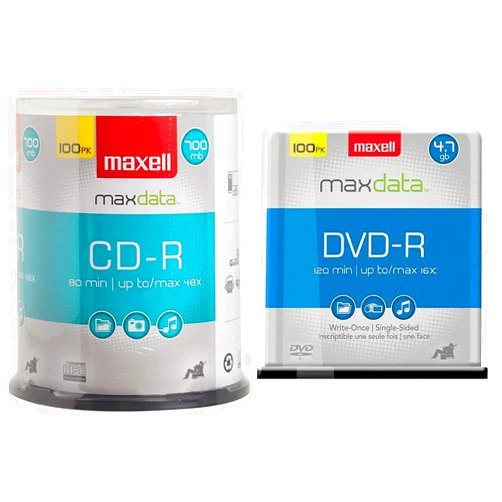 Maxell MAX638014 16x DVD-R Media & 648200 Premium Quality Recording Surface Noise Free Playback 700Mb CD-Recordable 48x Write Speeds