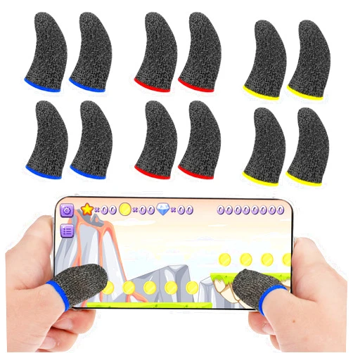 Mozeat Lens 30 Pcs Finger Gloves for Gaming Breathable Gaming Finger Sleeves Anti Sweat Thumb Sleeves Touchscreen Finger Covers Mobile Game Controller for Mobile Phone Game (Assorted Colors)