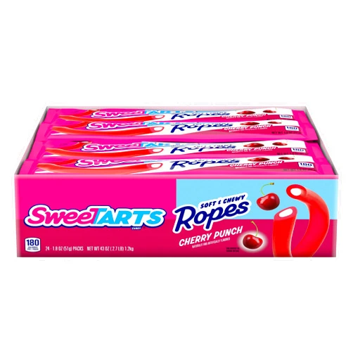 SweeTARTS Soft and Chewy Ropes, Cherry Punch Flavor, 1.8 Ounce Pouches (Pack of 24)