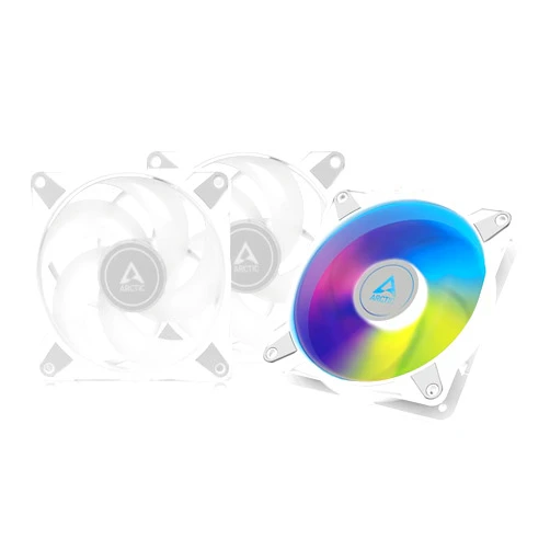 ARCTIC P12 PWM PST A-RGB (3 Pack) - PC Fans, 120mm PWM Case Fan Optimized for Static Pressure, Semi-Passive: 200–2000 RPM (0 RPM <5%), 5V 3 pin ARGB LED - White