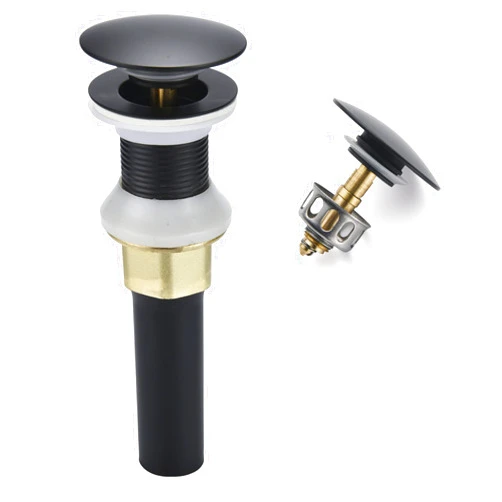 Rockgoya Bathroom Sink Drain,Drain Stopper Bathroom Sink Without Overflow,Pop Up Drain Assembly with Detachable Strainer Basket,Built-in Anti-Clogging Strainer,Stainless Steel Mattle Black