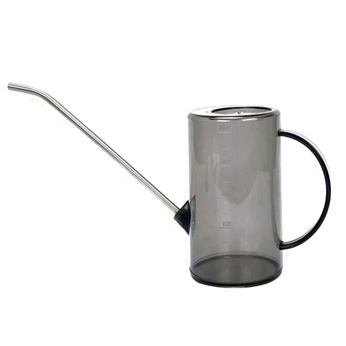Yardwe 1000 ML Plastic Watering Cans for House Plants Gardening Long Spout Watering Pot with Scale for Indoor and Outdoor (Transparent Black)