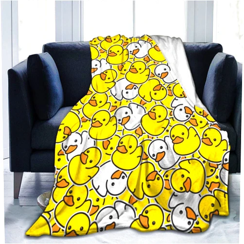 Perinsto Cute Rubber Ducks Throw Blanket Ultra Soft Warm All Season Cartoon Duckies Decorative Fleece Blankets for Bed Chair Car Sofa Couch Bedroom 50