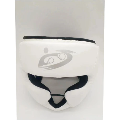 SANJOIN Safety Head Guard, One Size Fits All Ages Boxing Headgear, Closed Type Boxing Helmet, Sparring MMA Muay Thai Kick Brace Head Protection (White-Pro)