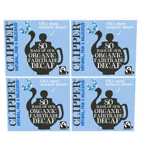 Clipper Natural, Fair & Delicious Clipper Tea Fairtrade Organic Decaf Unbleached, Plastic-Free Bags, 8.2 oz, 4 Pack, 320 Unbleached Tea Bags