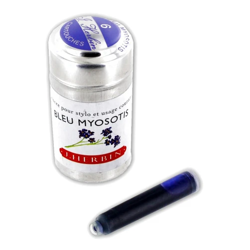 Herbin J. Herbin La Perle des Encres Fountain Pen Ink Cartridges, Pack of 6 (Bleu Myosotis)