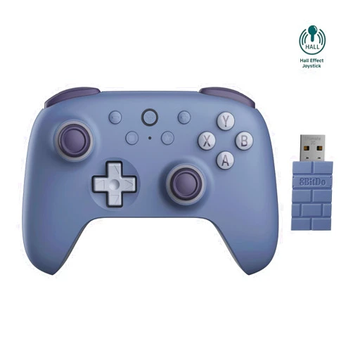 AKNES 8BitDo Ultimate 2C Controller, Wireless 2.4G Gaming Controller for Windows PC and Android, with Hall Effect Joysticks and Triggers, 1000Hz Polling Rate, Remappable L4/R4 Buttons- Blueberry