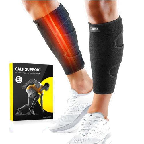 CAMBIVO Calf Braces for Men and Women - 2 Pack Adjustable Shin Splints Support Wrap for Torn Calf Muscles, Lower Leg Compression Sleeves Guards for Calf Pain Relief, Swelling, Strain, Sprain