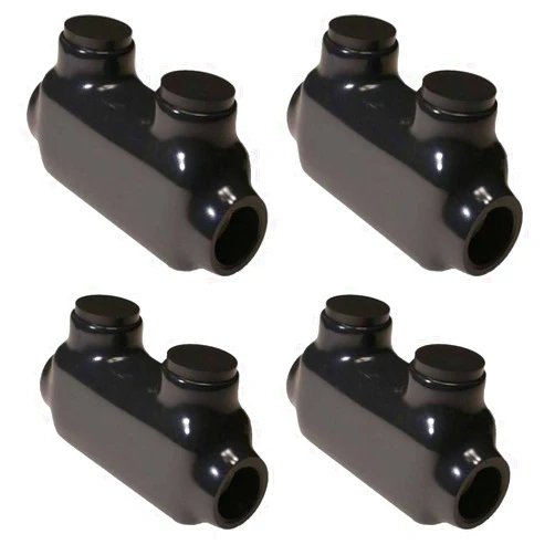 Morris Products (4 Pack) Morris Item 97020 Black Insulated in-Line Splice Connector – 2/0-6 Wire Range, 3/16 Allen Hex – 3.55”L x 0.96”W x 2.05”H –Pre-Filled, Easy Entry, Rubber Vinyl Coating, 2 Set Screws
