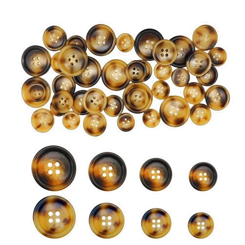 CandeoLA 40-Pcs Mixed Resin Sewing Buttons | Blazer Buttons | Suits Coats Buttons for Sewing Crafts Clothes Decorations (2 Colors: Brown & Coffee, 4 Sizes: 15mm, 18mm, 20mm, 25mm)