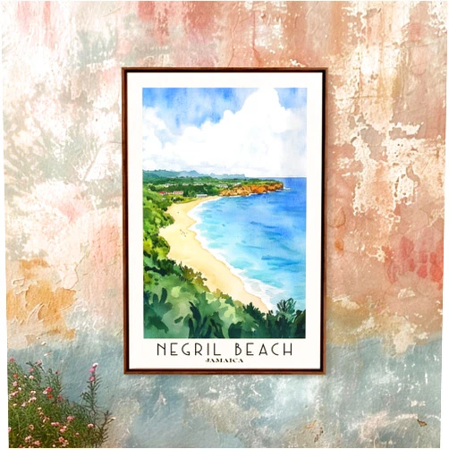 Custom Negril Beach Jamaica Watercolor Beach Print Vacation Gift Jamaica Wall Art Beach Painting Beach Decor Beach Painting