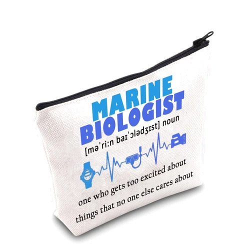 MNIGIU Marine Biologist Gift Marine Biology Student Graduation Gift Sea Lovers Makeup Zipper Pouch for Women Girls (Marine Biologist noun)