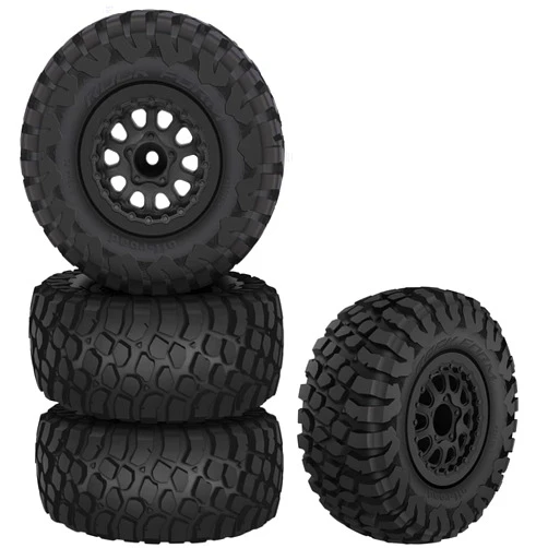 GLOBACT RC Truck Tires 12mm Hex RC Wheels and Tires with Foam Inserts for 1/10 Slash Tires Axial Losi Redcat Rc4wd HSP Tamiya HPI Kyosho RC Truck (4 Pcs)