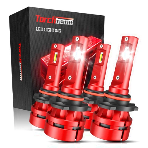 Torchbeam 9005/HB3 9006/HB4 Bulbs Combo, 𝟒𝟒𝟎𝟎𝟎 𝐋𝐌 𝟔𝟎𝐖 𝟖𝟎𝟎% 𝐒𝐮𝐩𝐞𝐫𝐢𝐨𝐫 𝐁𝐫𝐢𝐠𝐡𝐭𝐧𝐞𝐬𝐬 9005 9006 Bulbs 6500K Cool White for ATVS, Fog Powersports Bulbs Plug-N-Play, Pack of 2