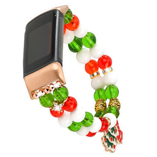 AWSMORE Watch Band Compatible with Fitbit Charge 6 Bands/Charge 5 Bands for Women Beaded Bracelet