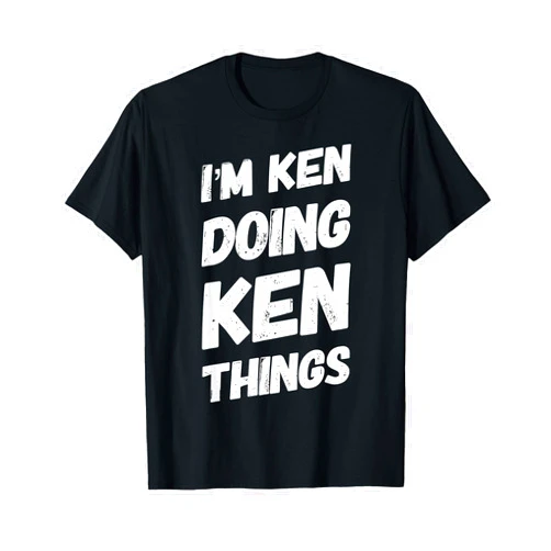 Funny Sarcastic Birthday Name Matching Gifts Idea I'M KEN DOING KEN THINGS Unisex-Adults, Unisex-Kids Black Medium V-Neck T-Shirt