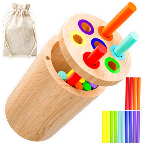 SEPHIX Learning Color Sorting Toys for Toddlers Ages 1-3 - Montessori Wooden Toys Color Matching Games for 1 2 Year Old - Sensory Fine Motor Skills - Gift for 12-18 Months Baby Girls Boys