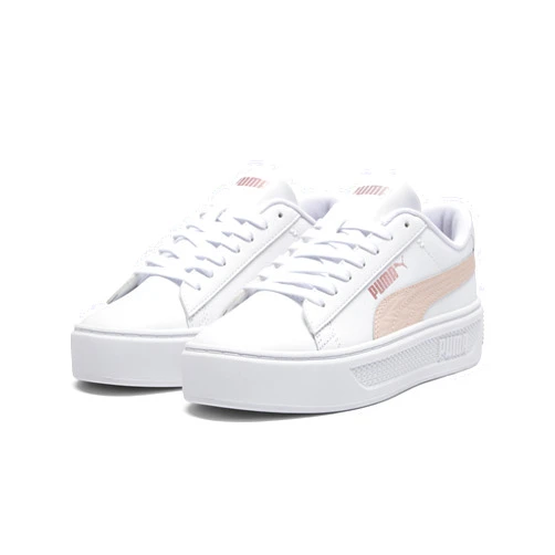 PUMA Women's Smash Platform V3 Sneaker, Maze White-Island Pink-Rose Gold, 9