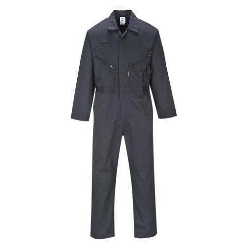 Portwest C813 Men's Work Coveralls - Liverpool Lightweight Polycotton Safety Coverall with Zip and Pockets Black, Small
