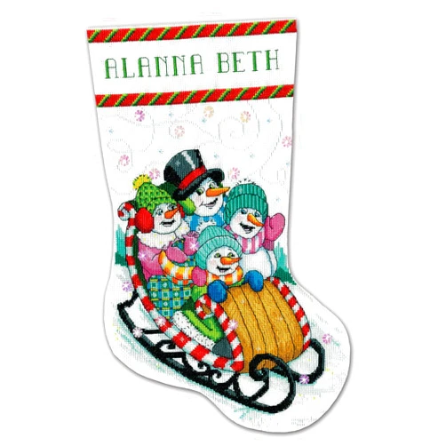 Design Works Crafts Snow Sledding Counted Cross Stitch Stocking Kit, White