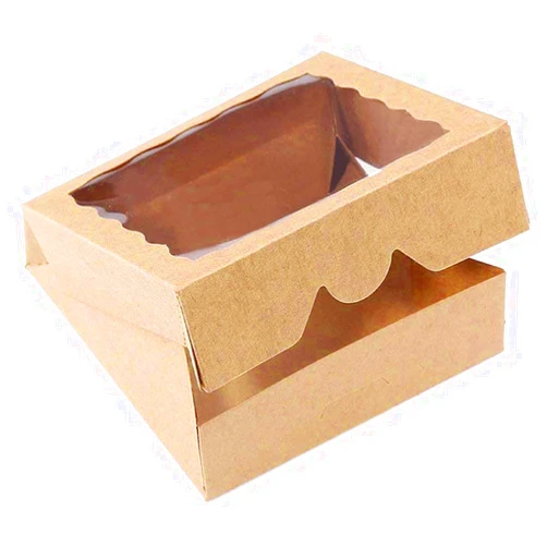 ONE MORE 9inch Brown Bakery Pie Boxes,Large Kraft Cookie Boxes with PVC Window Natural Disposable box 9x9x2.5inch,12 of Pack