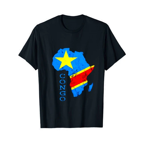 Cool Congo Flag African Roots Gifts Congo Africa Map Congolese Flag African Roots DRC Pride T-Shirt