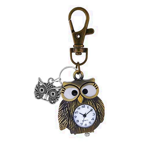 Avaner Keychain Lapel Watch, Backpack Belt Fob Watch, Key Ring Watch with Pendant, Clip on Key Buckle Pocket Watch for Men and Women
