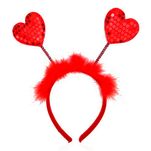 NAOPSY Heart Headband Valentine's Day Festive Headband Red Sequin Love-shaped Head Boppers Party Hair Accessoires for Holiday Festival