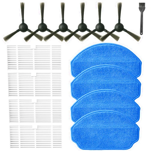 HUIZHEN Replacement Parts for MAMNV BR151, for ZCWA BR151, for MANVINS G20, for Kilgone G20, for ONSON BR151, for MANVN BR151, for ZC WAS BR151, for iMartine BR151 Robot Vacuum,6 Side Brush,4 Mop Pad,4 Filter